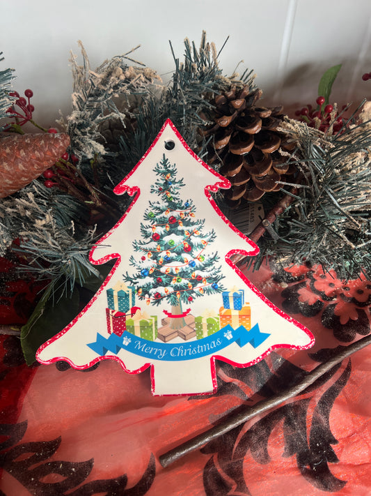 Tree Tile, White Merry Christmas